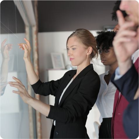 woman using interactive led video wall