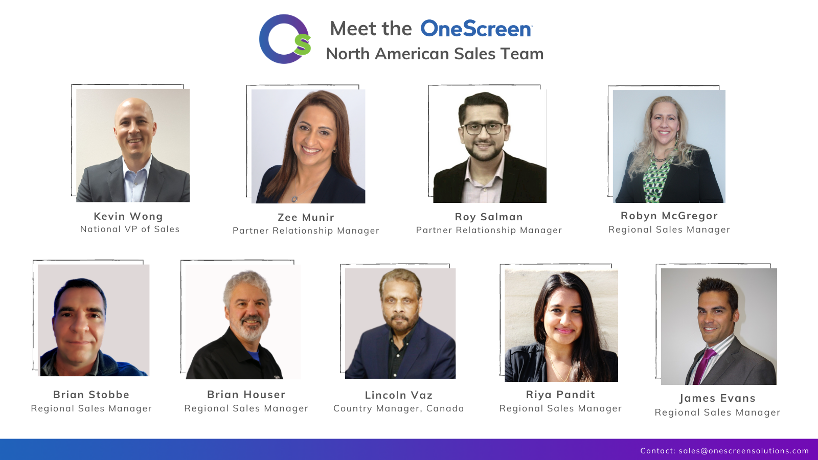 Introducing the OneScreen North American Sales Team for 2021!